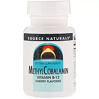 Метилкобаламін, Вітамін В12, 5 мг, Смак Вишні, MethylCobalamin Vitamin B12, Source Naturals, 30 таблеток для