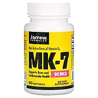 Витамин К2 в Форме МК-7, Vitamin K2 as MK-7, Jarrow Formulas, 90 мкг, 60 капсул