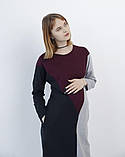Сукня для вагітних триколірна Pregnant Style Lottie 44 чорно-бордово-сіра, фото 3