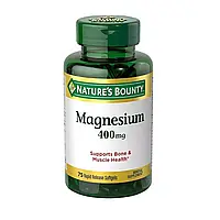 Магній, 400 мг, Magnesium, Nature's Bounty, 75 гелевих капсул