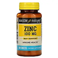 Цинк 100 мг, Zinc, Mason Natural, 100 таблеток