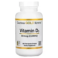 Витамин D3, 50 мкг, Vitamin D3, California Gold Nutrition, 360 желатиновых капсул
