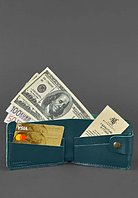Авторські гаманці повністю ручної роботи на кнопці, жіночий шкіряний портмоне гаманець фірмовий Зелений