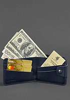 Авторські гаманці повністю ручної роботи на кнопці, жіноче шкіряне портмоне гаманець фірмовий Темно синій
