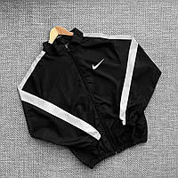 Вітровка чорна Nike чоловіча з плащової тканини, Молодіжна стильна куртка Найк якісна літня модна