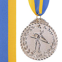 Медаль наградная Чемпион турнира по бильярду 2 место серебро d5см