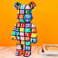 Конструктор Magic Blocks мишка Bearbrick, Конструктор в виде мишки Алфавит 40см, 3D конструктор из мини-блоков