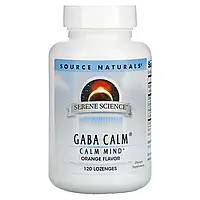 GABA (гамма-аминомасляная кислота) Calm , Вкус Апельсина, Serene Science, Source Naturals, 120 таблеток для