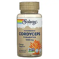 Кордицепс 500 мг, Ферментированные грибы, Organically Grown Fermented Cordyceps, Solaray, 60 вегетарианских