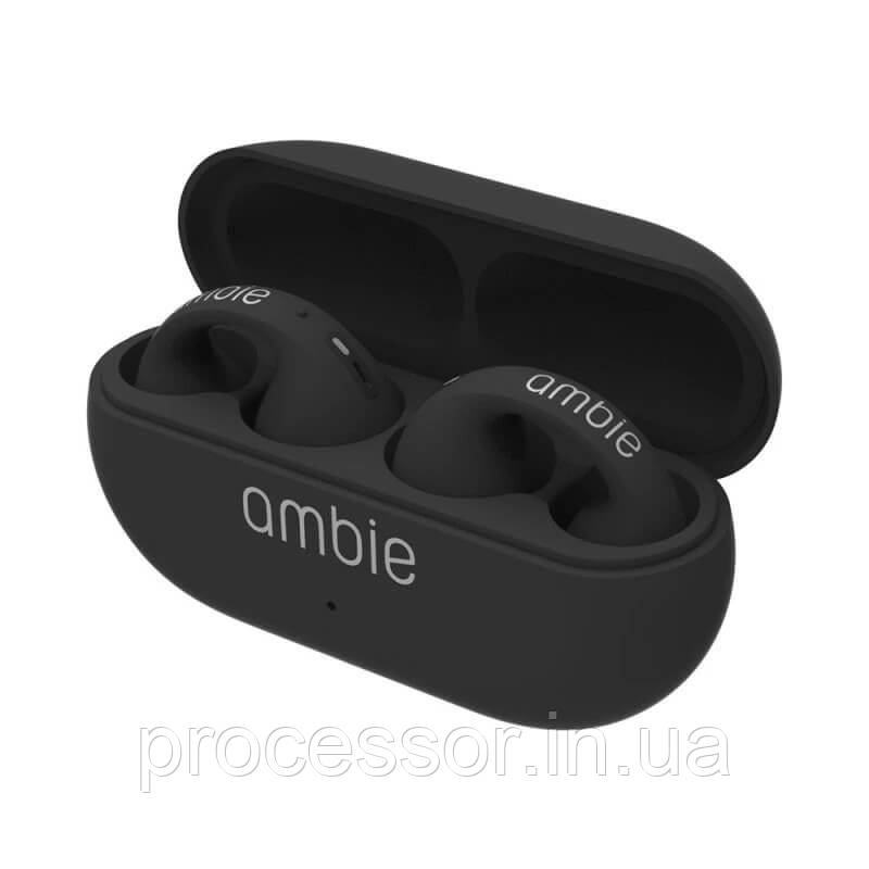 Бездротові навушники для телефону Ambie am-tw 01 захист IPX5 шумозаглушення + Bluetooth 5.3 чорні, білі, фото 1