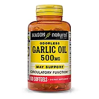 Чесночное масло 500 мг, Garlic Oil, Mason Natural, 100 гелевых капсул