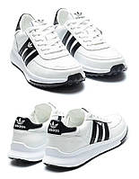 Мужские кожаные кроссовки Adidas (Адидас) White, мужские кеды весна осень белые. Мужская обувь