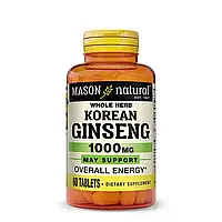 Женьшень Корейский, 1000 мг, Korean Ginseng, Mason Natural, 60 таблеток