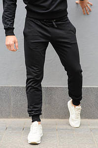 Чоловічі брюки спортивні чорні весна-літо, Штани чоловічі двонитка для спорту, дому повсякденні Трикотаж