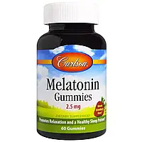 Мелатонин, 2.5 мг, вкус клубники, Melatonin Gummies, Carlson, 60 жевательных конфет