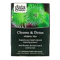 Очищення та детокс, без кофеїну, Cleanse&Detox, Caffeine-Free, Gaia Herbs, 16 чайних пакетиків, 32 г (1,13