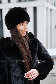 Чорна шапка кубанка з норки
