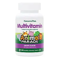 Мультивитамины для Детей, Вкус Винограда, Animal Parade, Natures Plus, 180 жевательных таблеток