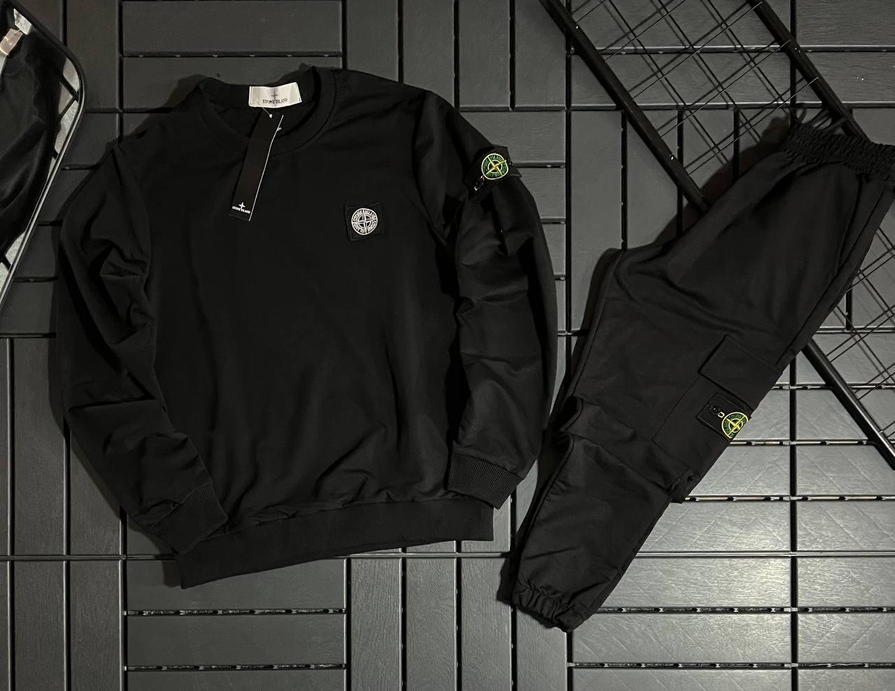 Спортивний костюм чоловічий stone island весна осінь чорний світшот штани стон айланд весняний осінній літній