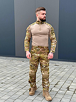 Военный костюм камуфляж мультикам с наколенниками в комплекте, Весенняя форма тактическая комплект с убаксом