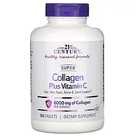 Супер Коллаген с витамином C, 1000 мг, Super Collagen Plus Vitamin C, 21st Century, 180 таблеток