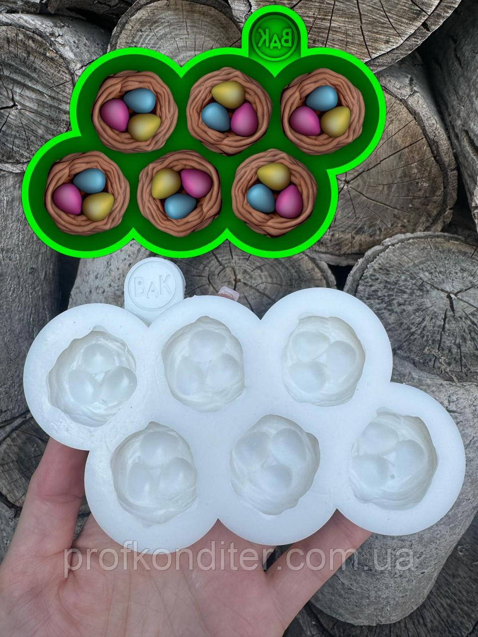 Ексклюзив. Силіконовий молд для шоколаду, мастіки, карамелі та ін "Гнізда з яйцями", фото 1