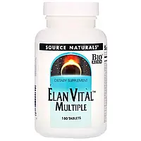 Мультивітаміни, Elan Vital Multiple, Source Naturals, 180 таблеток