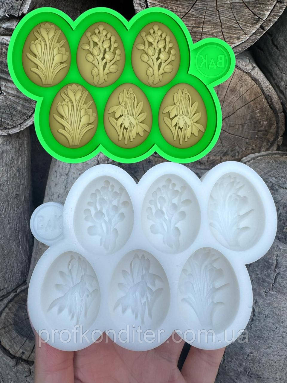 Ексклюзив. Силіконовий молд для шоколаду, мастіки, карамелі та ін "Пасхальні крашанки з гілочками", фото 1
