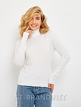 S/M, L/XL. Білий однотонний жіночий гольф, класична базова модель, фото 3