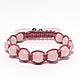 Шкіряний браслет із натурального каменю Кварц рожевий shamballa, фото 2