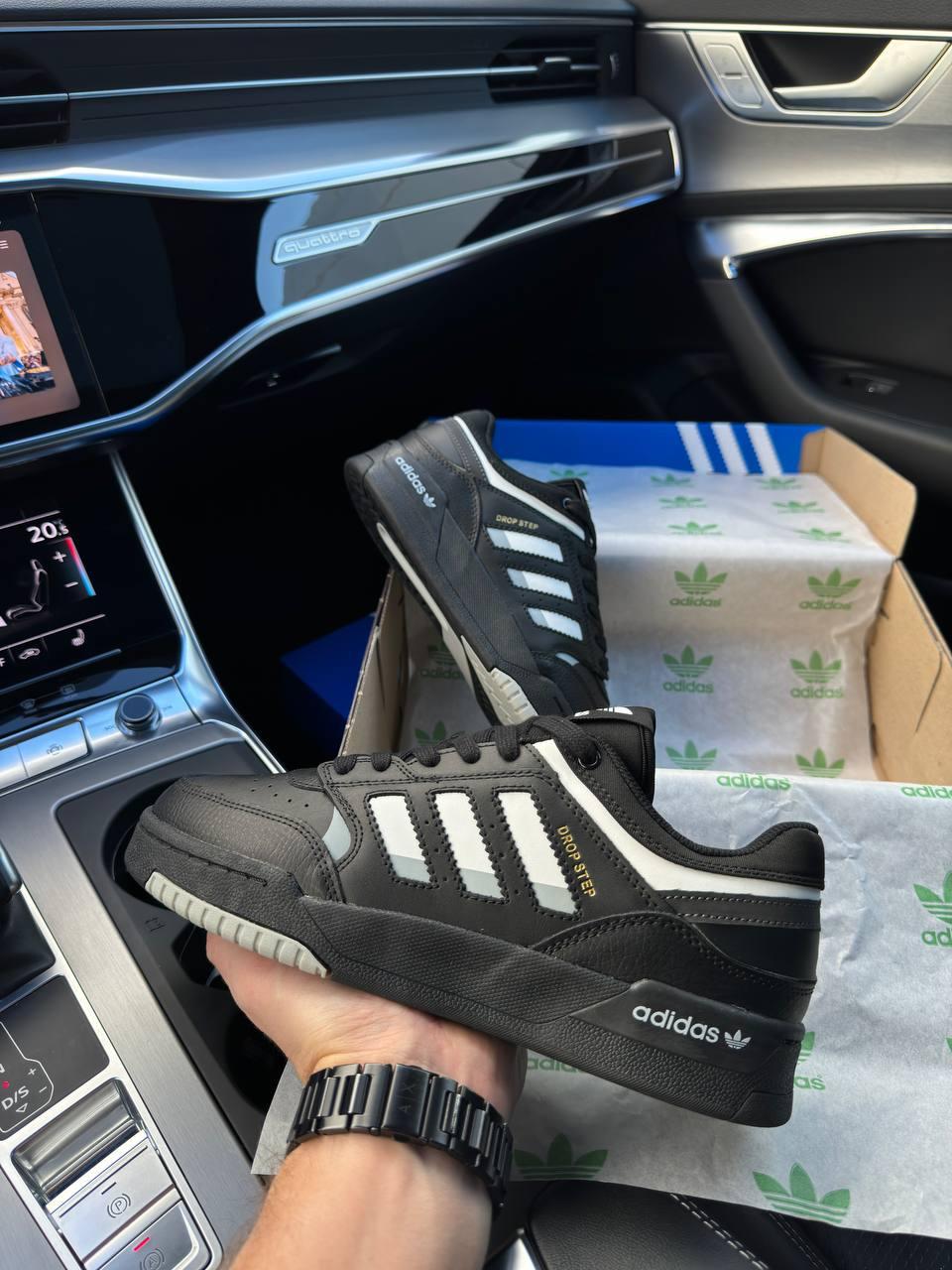 Чоловічі кросівки Adidas Originals Drop Step Black Адідас Дроп Степ чорні шкіряні демісезонні