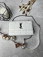 Сумка Saint Laurent (YSL) white nickel, жіноча сумочка на плече, Маленька біла сумочка на ремінці