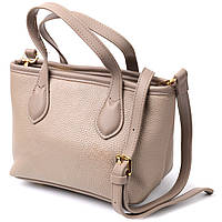 Женская сумка с двумя ручками из натуральной кожи Vintage 22283 Бежевая стильная сумочка для женщин