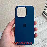 Чехол Silicone case iPhone 15 Pro Midnight Blue ( Силиконовый чехол iPhone 15 Pro с микрофиброй )