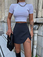 Женская юбка-шорты, с завышенной талией, графит