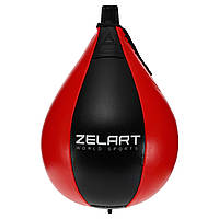 Груша боксерська пневматична Zelart BO-6315 (розмір 29x18 см) чорний-червоний