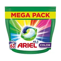 Капсули для прання Ariel Pods All-in-1 Color, 63 цикли прання, 63 шт