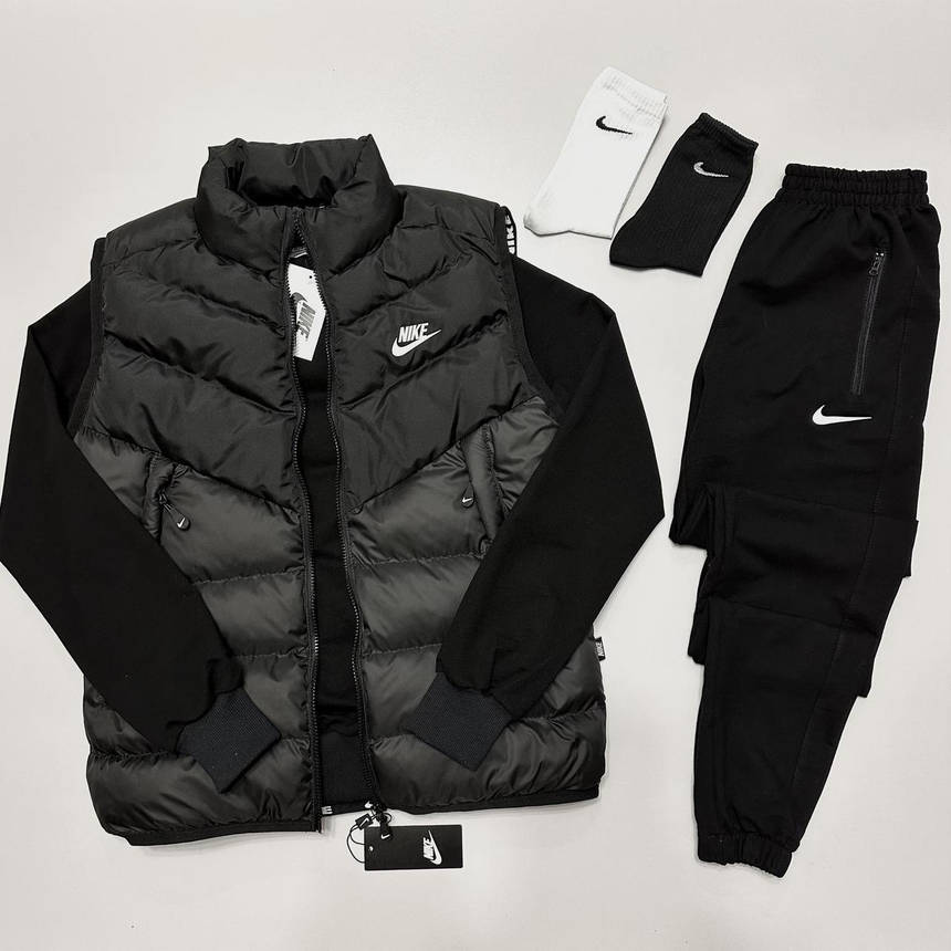 Чоловічий спортивний костюм чорний комплект Nike жилетка світшот і штани весна-осінь на хлопця чоловіка, фото 1