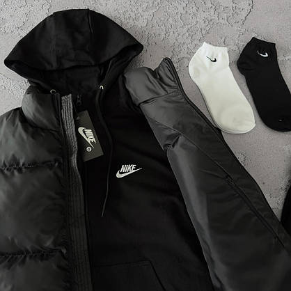 Чоловічі весняні спортивні костюми Nike чорні комплекти стильні модні для хлопців чоловіків худі жилетка штани, фото 4