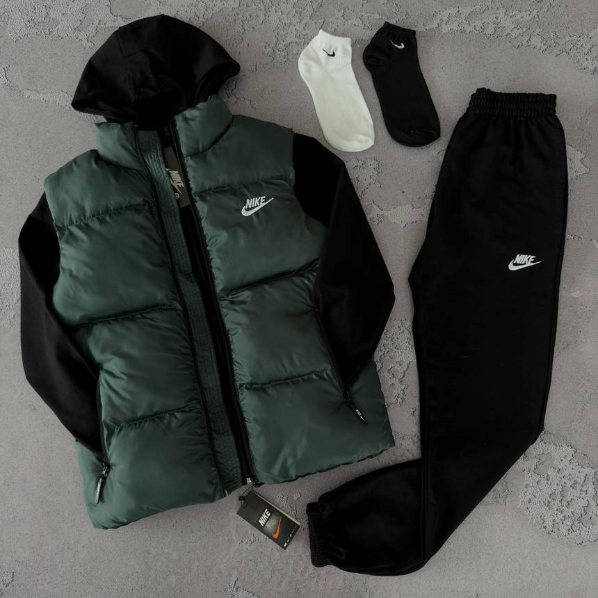 Чоловічі весняні спортивні костюми Nike комплект модний повсякденний на хлопця худі жилетка штани весна-осінь, фото 1