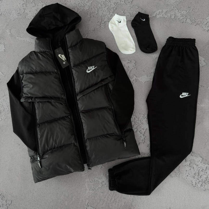 Чоловічий спортивний костюм Nike на весну осінь комплекти стильні модні для хлопців чоловіків Худі Жилет Штани, фото 3