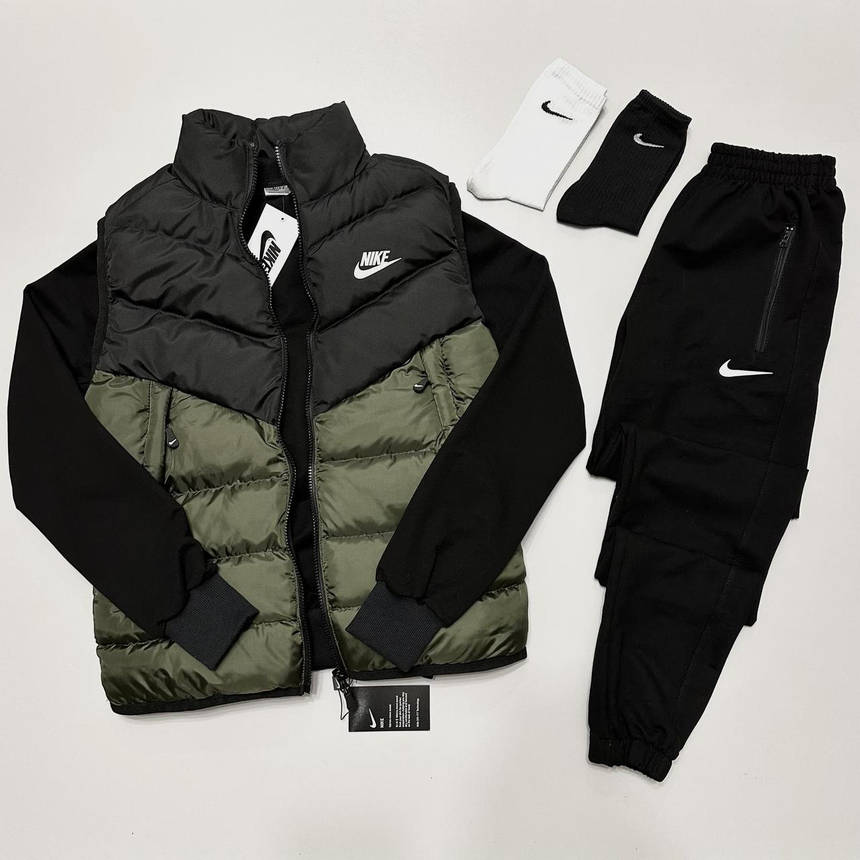 Чоловічий спортивний костюм Nike жилетка світшот і штани чоловічий стильний комплект-трійка весна-осінь, фото 1