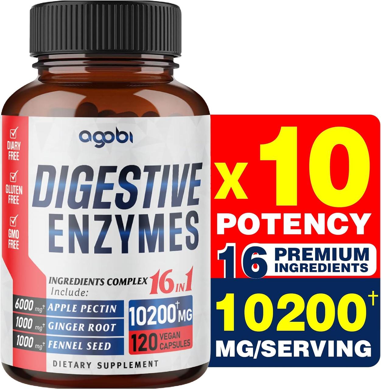 Преміум домішка суперхарчові ферменти з пребіотиками Agobi 16in1 Digestive Enzymes 120 капсул