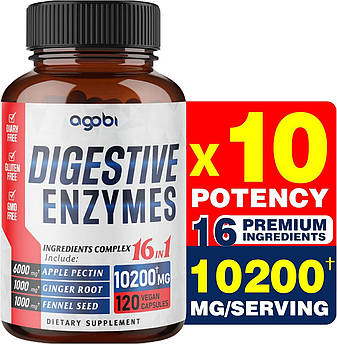 Преміум домішка суперхарчові ферменти з пребіотиками Agobi 16in1 Digestive Enzymes 120 капсул