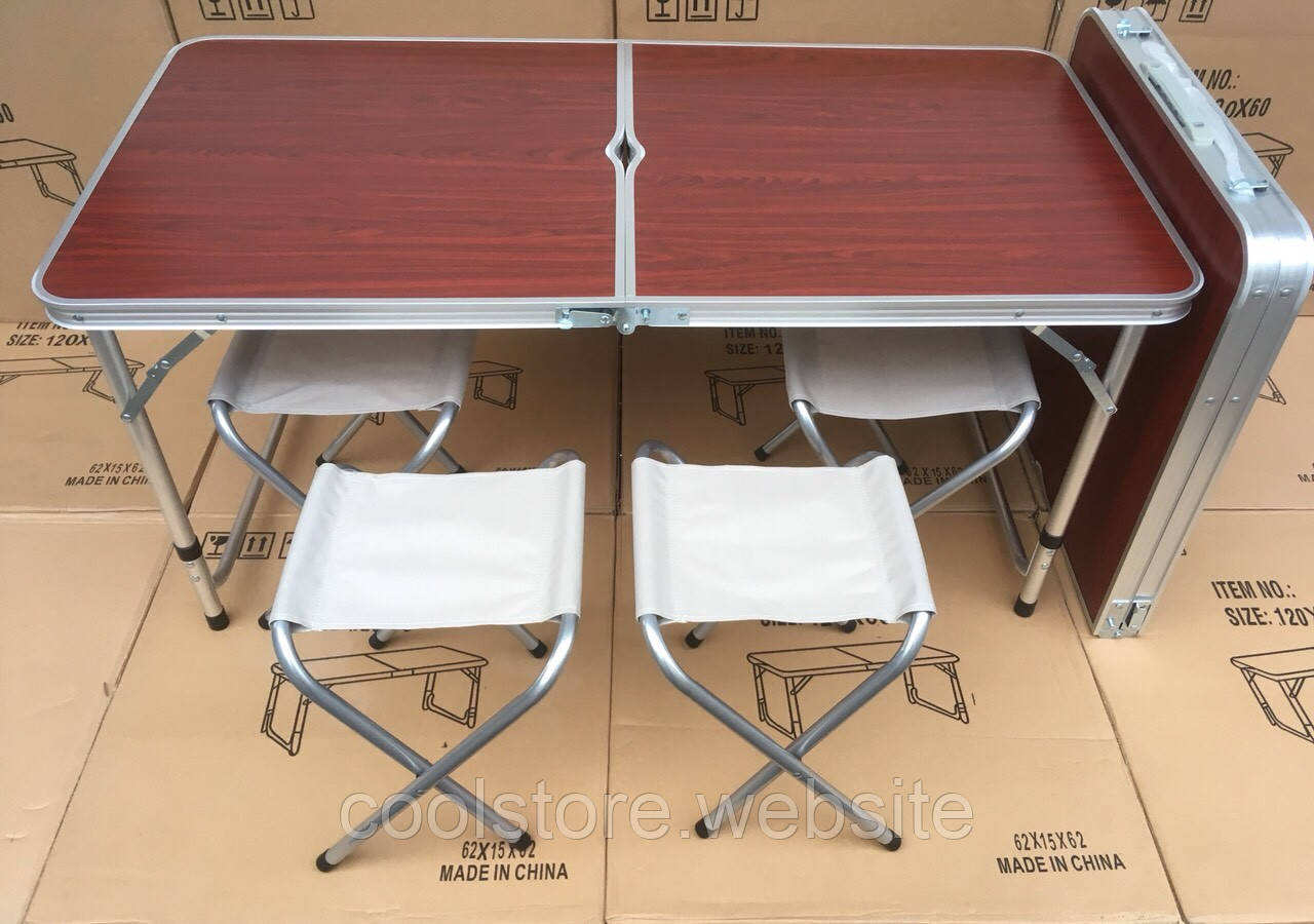 Стіл для пікніка з 4 стільцями Folding Table 120х60х55/60/70 см (1 шт./ясть)