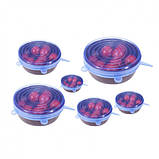 Набір силіконових кришок для посуду 6 шт універсальні, фото 4