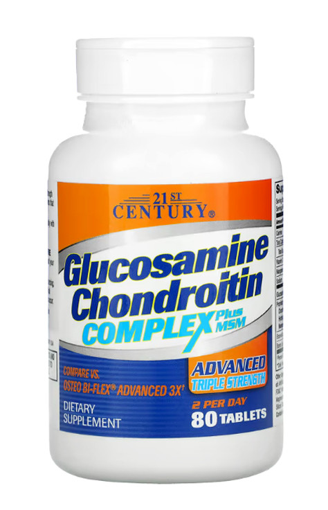 Комплекс глюкозаміну та хондроїтину + МСМ 21st Century Glucosamine Chondroitin Complex 80 таб США