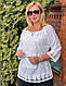 Біла жіноча блузка з мереживом натуральна тканина 100% бавовна з 46 по 52 р, фото 2