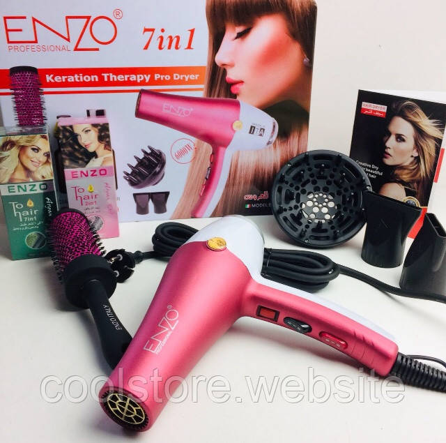 Фен для укладання волосся Enzo EN - 6050H з діфузором, фен 7в1, 6000 W, Набір для укладання волосся (6 шт/ящ