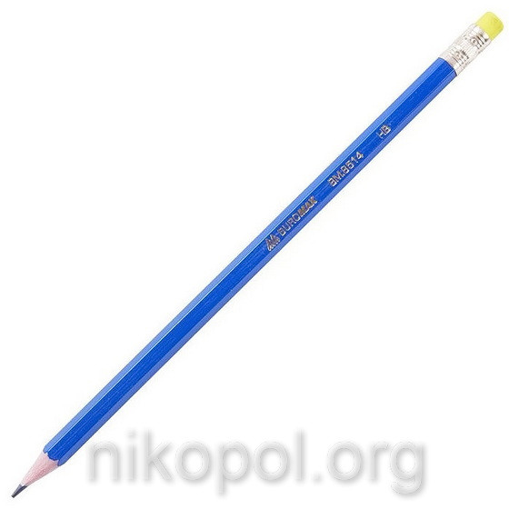 Олівець простий Buromax 8514 HB, твердо-м'який з гумкою